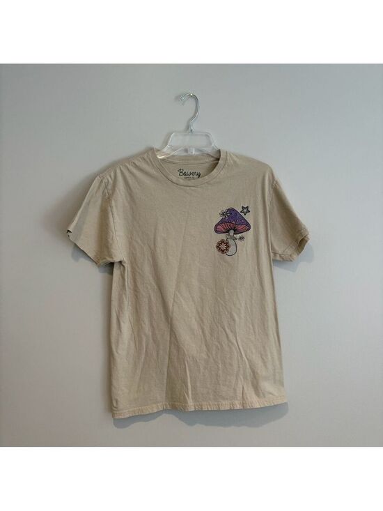 Bowery Supply Co Tops - Bowery Supply Co Mushroom Graphic Tee Cream Beige Short Sleeve T-Shirt Size M